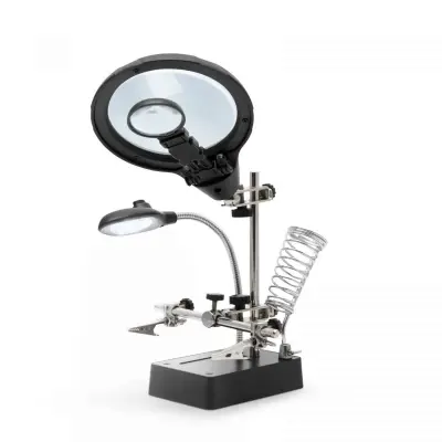 Držalo s povečevalnim steklom in krokodil sponkami z do 10x povečavo