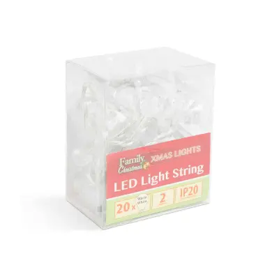 Božično-novoletne lučke na baterije zvončki 20 LED 2.3m toplo bela barva 3 x AA