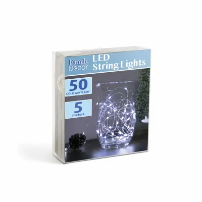 5m božično - novoletne micro LED lučke na baterije 3 x AA hladno bele