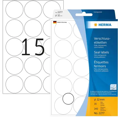 Etikete okrogle transparentne 32mm 240/1 Herma 2277
