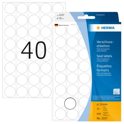 Etikete okrogle transparentne 19mm 640/1 Herma 2257