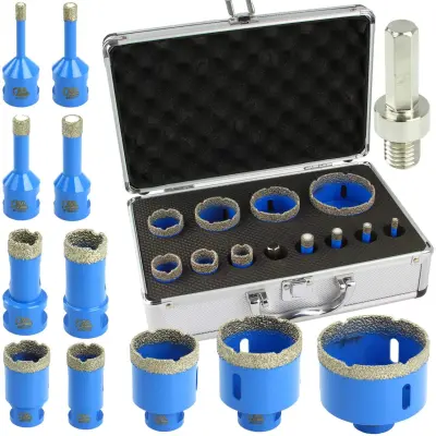 Set 11 diamantnih kronskih žag M14 za keramiko in kamen 6-68mm