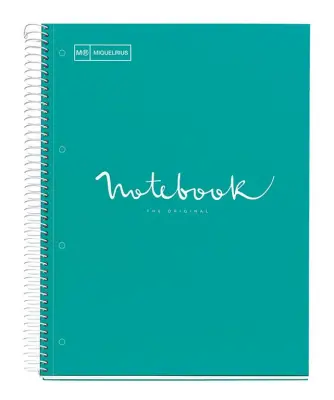 MiquelRius Zvezek A4, črtast, 80-listni, 90g, EMOTIONS, karton, turkizen
