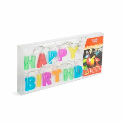 LED veriga na baterije napis "Happy Birthday" 13 LED 2 x AA 2m