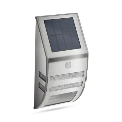 LED solarna stenska svetilka s senzorjem gibanja - hladno bela - INOX - 170 x 78 mm