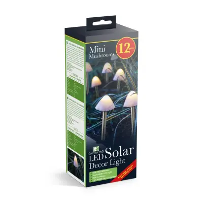 LED solarna svetilka - 12 mini gob - toplo bela - 24 cm x 4 m