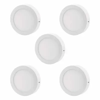 5x ALU LED nadgradni panel okrogli 18W nevtralno bela 4000K
