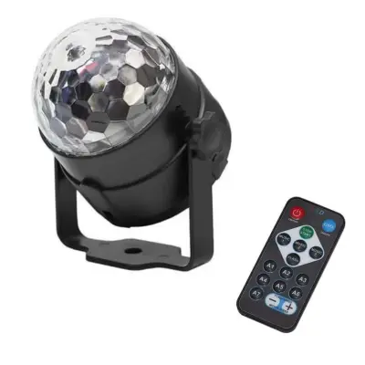 LED disko RGB svetilka s senzorjem zvoka in daljinskim upravljalnikom 3x1W