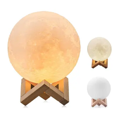 Namizna 3D USB LED polnilna svetilka luna 2700K-6500K s stikalom na dotik