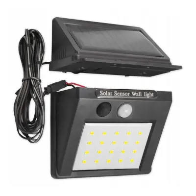 Stenska solarna svetilka s senzorjem gibanja in ločenim solarnim panelom 20 SMD LED 2.5m kabla