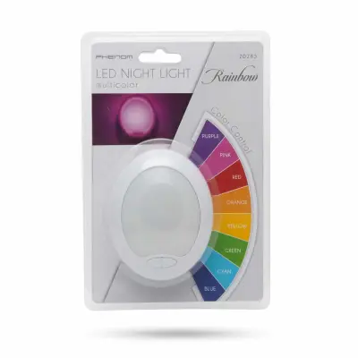 Večbarvna RGB LED nočna lučka 7 LED 1.5W za v vtičnico