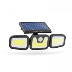 COB LED solarni reflektor 10W 600lm s senzorjem gibanja s 3 vrtljivimi glavami in 3 načini delovanja