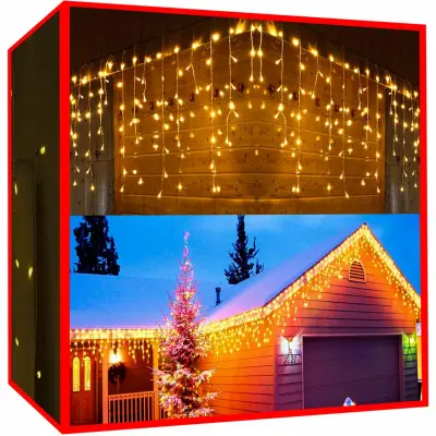 Novoletne lučke zavesa 300 LED toplo bela 12m FLASH in združevanje