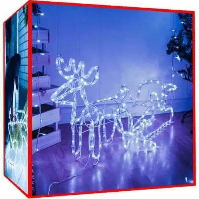 LED jelenček s sanmi 11m svetlobna cev 128cm zunanji hladno bela