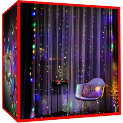 Novoletne lučke zavesa 300 LED RGB večbarvne 3m – 8 funkcij in časovnik USB