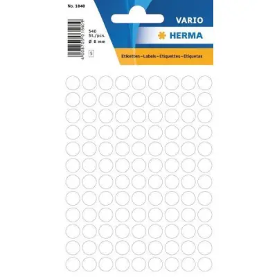 NALEPKE VARIO KROG 8 mm 1840 BELE  540/1 HERMA