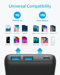 Anker PowerCore Essential 20000 PD Black powerbank (rezervni akumulatorji) 20000 mAh PoweriQ, Power Delivery LiPo  črna prenosna baterija