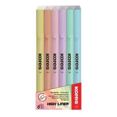 Kores Označevalnik teksta komplet pastel 6 kos