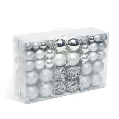 Set za okrasitev božičnega drevesca - kroglice - 100 kosov / paket - srebrna