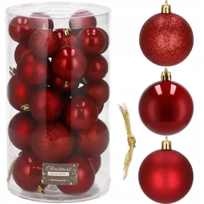 BOŽIČNE KROGE ZA BOŽIČNO JELKO, 30 kom, SET 6/5/4 cm, NELOMLJIVE PREMIUM
