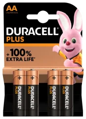 DURACELL PLUS 100% Extra Life* AA MN 1500 BL/4  //  LR-6 alkalni baterijski vložek