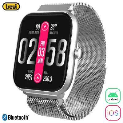 TREVI T-FIT 260 PLUS, 1.7" zaslon na dotik, Bluetooth 5.0, Android+iOS, IP68, merjenje pritiska, kisika in temperature pametna ura srebrna