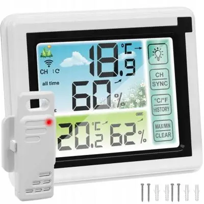 LCD brezžična vremenska postaja touch in zunanja enota