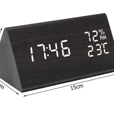 4v1 lesena moderna elektronska budilka črna