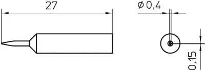 Spajkalna konica v obliki dleta Weller XNT 1SC velikost konice 0.4 mm dolžina konice 27 mm vsebuje 1 kos