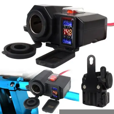 Avto vtičnica 12-24V za motorje 2x USB 2,1A in merilec napetosti