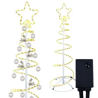 LED toplo belo božično drevo 140cm IP44 + 8 funkcij