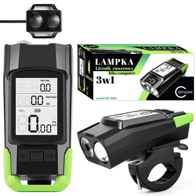 Set 3v1 USB akumulatorske LED kolesarske svetilke 4000mAh + števec in hupa