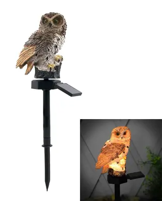 Solarna LED vrtna svetilka rjava sova 43cm 2W