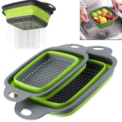 Set dveh zložljivih silikonskih cedil