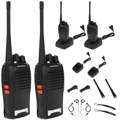 Set dveh prenosnih radijskih postaj 1500mAh do 6km + slušalke