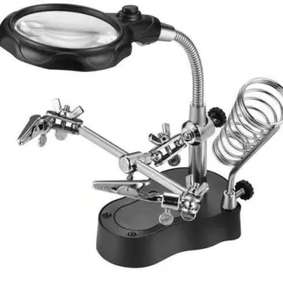 LED povečevalno steklo za spajkanje – tretja roka in držalo