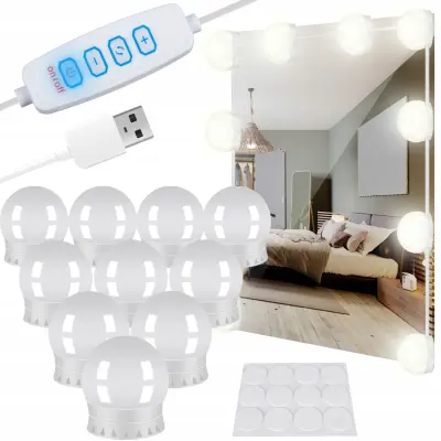 10 LED svetilk za ogledalo USB