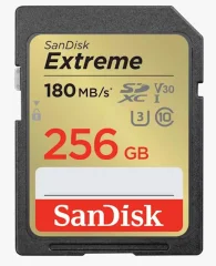 SANDISK SDXC 256GB EXTREME, 180/130MB/s, UHS-I, C10, U3, V30