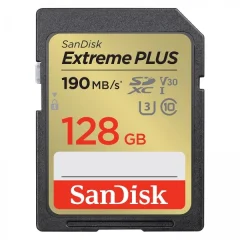 SANDISK SDXC 128GB EXTREME PLUS, 190/90MB/s, UHS-I, C10, U3, V30
