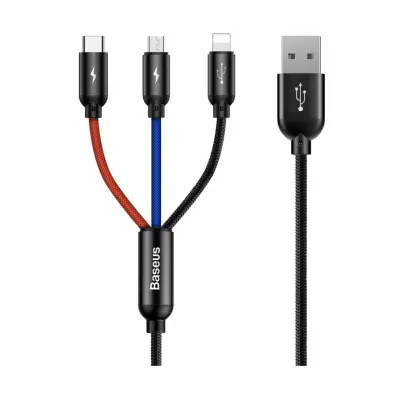 Kabel USB 2.0 3v1 Lightning/ Tip-C/Mikro 3.5A za napajanje 1.2m tri barve Baseus