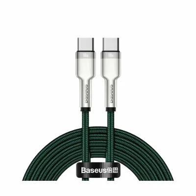 Kabel USB C-C 2m 100W 20V5A Cafule Metal zelen pleten Baseus