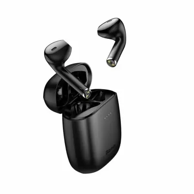 Slušalke ušesne brezžične z mikrofonom Bluetooth Baseus W04 črne