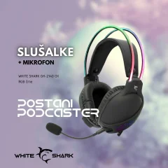 Slušalke + mikrofon WHITE SHARK GH-2140 OX RGB črne