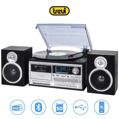 TREVI TT-1072 Gramofon, Kasetofon, črn