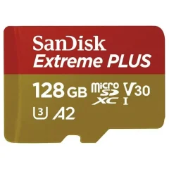 SANDISK SDXC MICRO 128GB EXTREME PLUS, 200/90MB/s, A2, UHS-I, V30, U3, C10, adapter