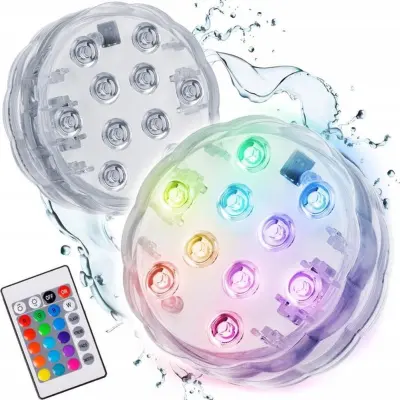 Set dveh LED RGB vodoodpornih svetilk z daljinskim upravljalnikom