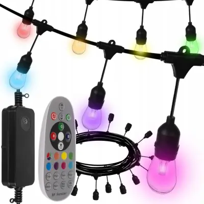 LED RGB zunanja dekorativna girlanda 15m + daljinec