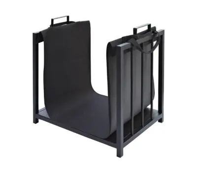 Kovinska košara in stojalo za drva črna