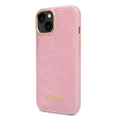 GUESS CROCO METAL KAMERA IPHONE 14 ovitek roza