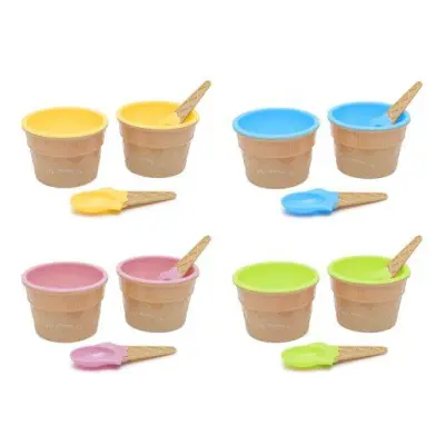 Posodica za sladoled z žličko 2 kosa več barv